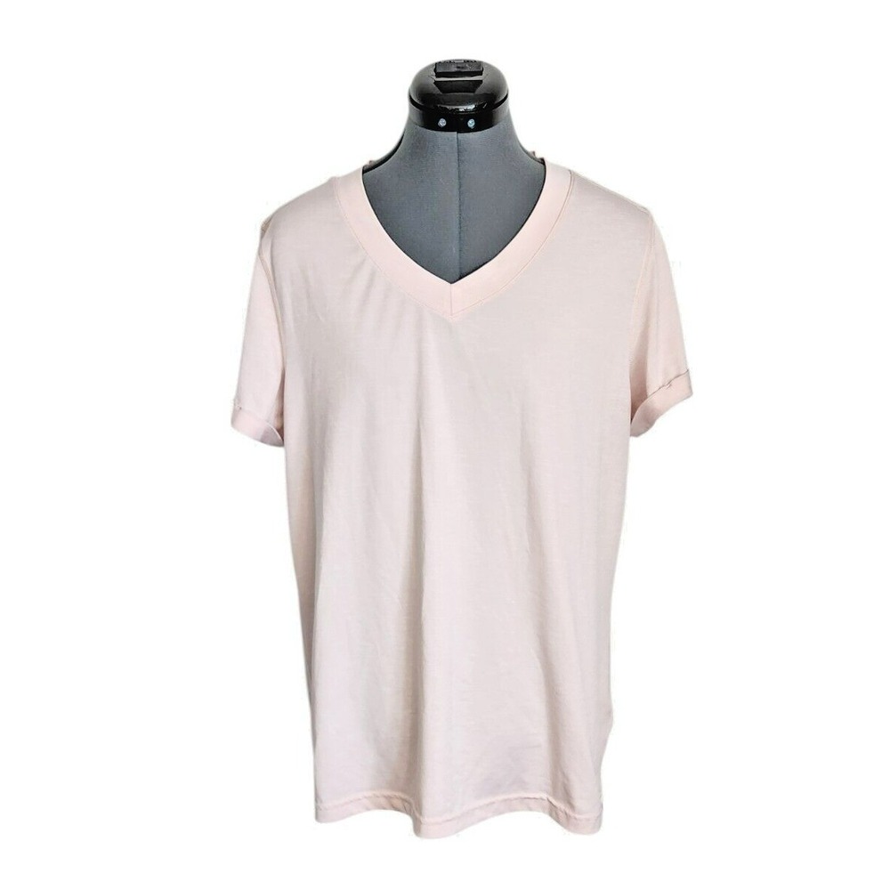 The North Face FlashDry V-Neck T-Shirt Mens XL Pale Pink Short Sleeve Tee